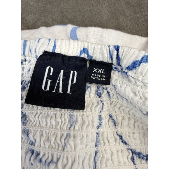 GAP 100% Linen Blue Floral Midi Dress Tie Straps Smocked Back Size XL - Picture 12 of 13